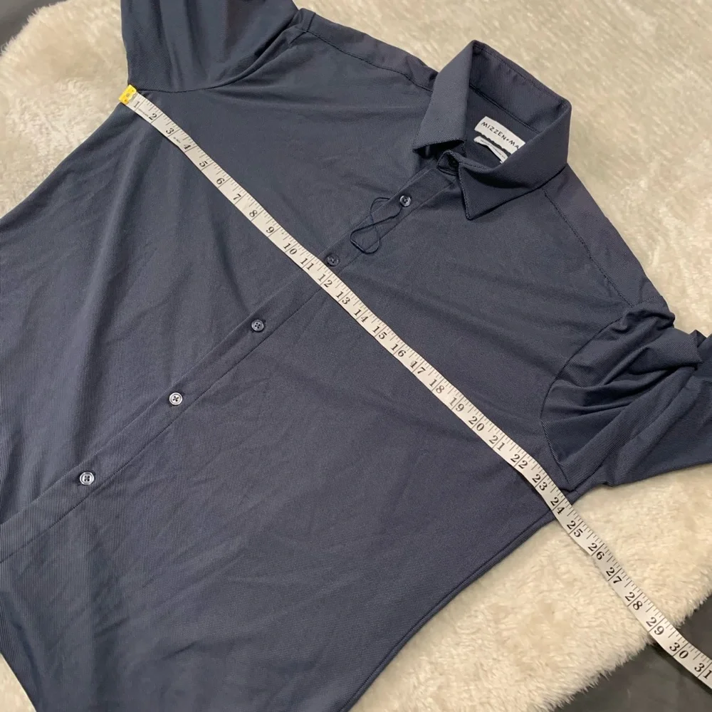 Mizzen Main Mens Blue Button Down Standard Fit Size Medium Nylon Blend - Picture 4 of 7